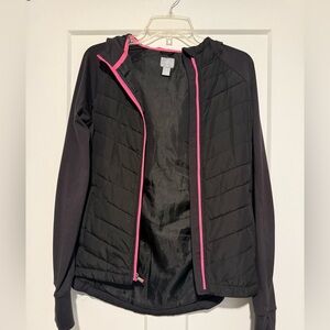 GAP Women's Black Ski Jacket with Pink Accents